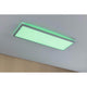 LED Panel Atria Shine Deckenleuchte RGBW Chrom-Matt mit grünem Licht und modernem Design.