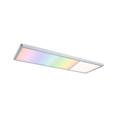 LED Panel Atria Shine Deckenleuchte RGBW Chrom-Matt mit buntem Farbwechsel und mattem Chrom-Finish.