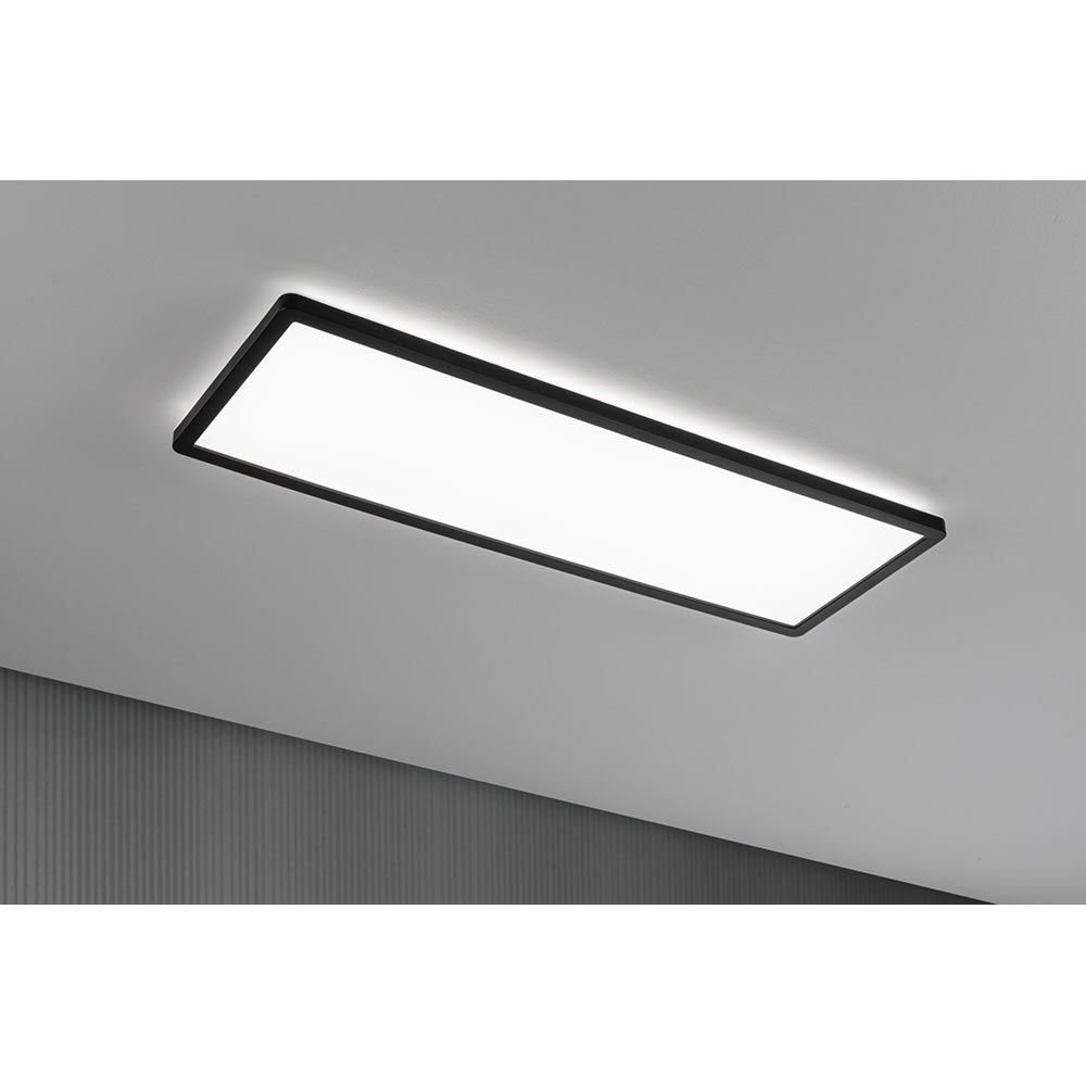 LED Decken Panel Atria Shine Schwarz, dimmbar, für wohnliche Beleuchtung, 580x200mm.