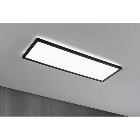 Panneau de plafond Atria Shine noir avec variateur à 3 niveaux, panneau carré de 22 W 580x200 mm, blanc chaud pour salon et chambre à coucher