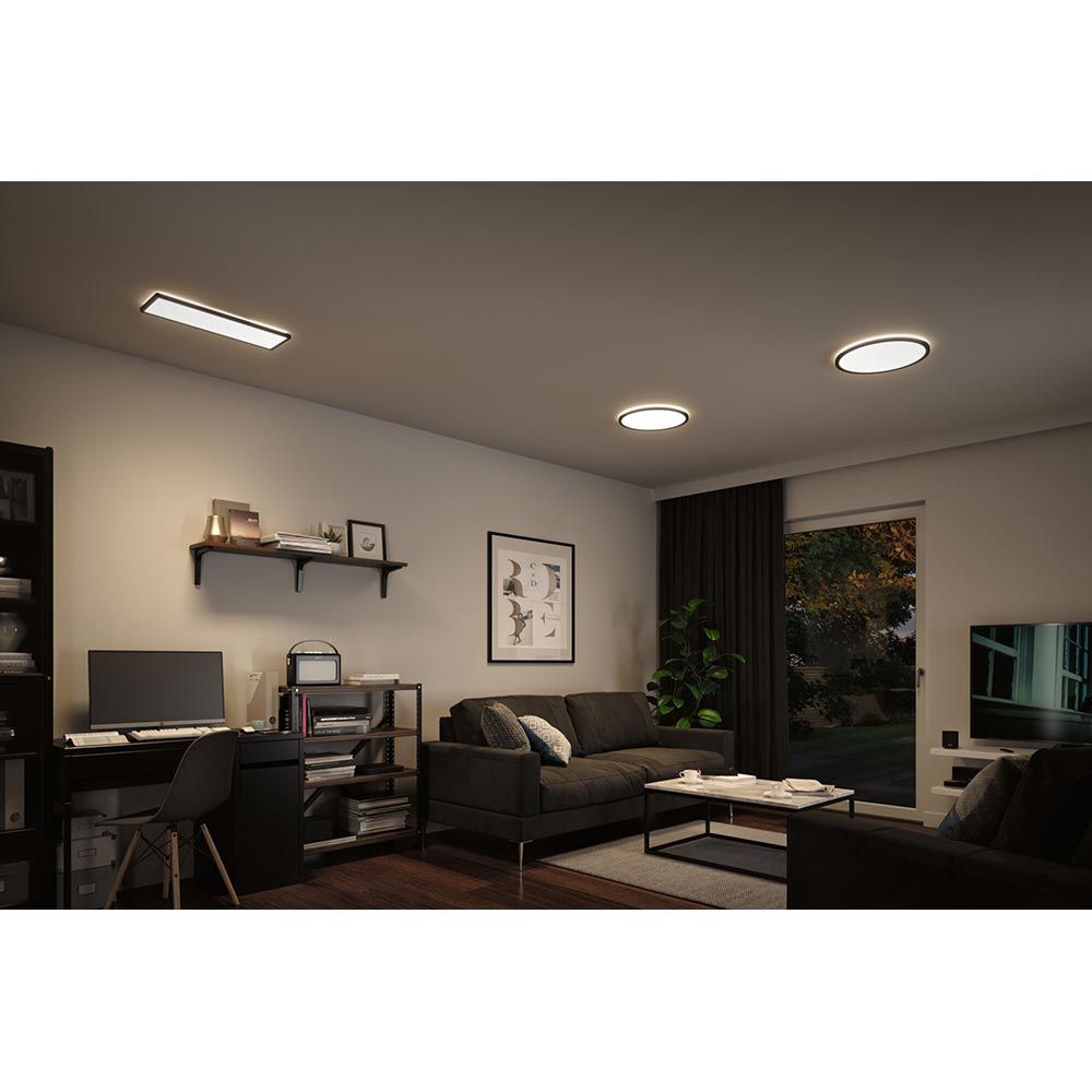 LED Decken Panel Atria Shine Schwarz mit 3 Stufen-Dimmer  Paulmann   