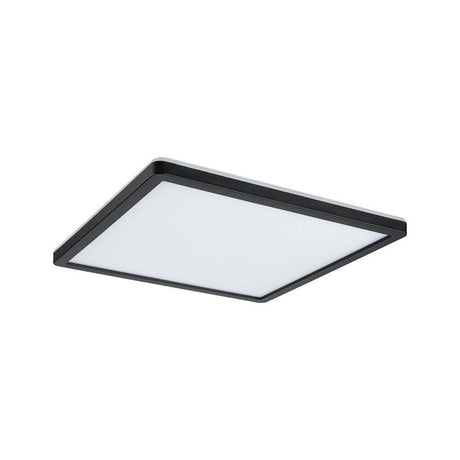 LED Panel Atria Shine Square Black - elegant angular design with warm white light.