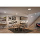 LED Panel Atria Shine Rund Chrom-Matt in modernem Wohnbereich mit warmweißer Beleuchtung.