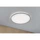 LED Panel Atria Shine Rund Chrom-Matt 3 Stufen-Dimmer an der Decke mit warmweißem Licht.