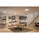 LED Panel Atria Shine Rund Chrom-Matt 3 Stufen-Dimmer in modernem Raum mit Essbereich und Küche
