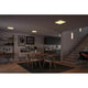 LED Panel Atria Shine Rund Chrom-Matt mit Stufen-Dimmer in modernem Wohnraum mit dimmbarer Beleuchtung