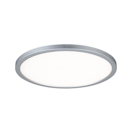 LED Panneau de plafond Atria Shine Ø 29 cm rond chromé avec éclairage blanc chaud et aspect lumineux flottant.