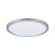 LED Decken-Panel Atria Shine Ø 29cm Rund Chrom mit mattem Chromrahmen und warmweißem Licht.
