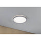 LED Decken-Panel Atria Shine Ø 29cm Rund Chrom an der Decke montiert, warmweißes Licht.