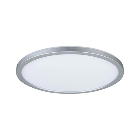 LED Panel Atria Shine Round RGBW Dimmable in matte chrome, ideal for living rooms and bedrooms.
