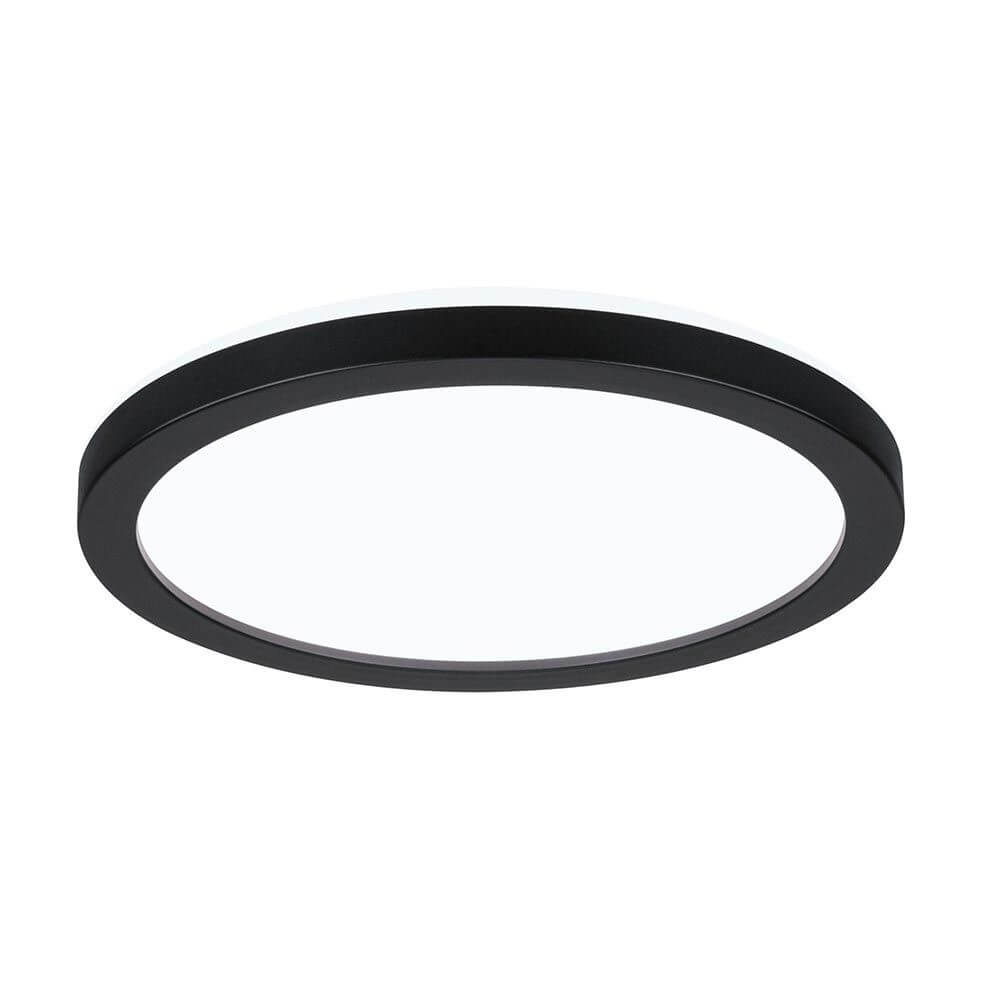 Rundes LED Panel Atria Shine in Schwarz Ø 19cm für Wohnräume, bietet warmweißes Licht und moderne Gestaltung.