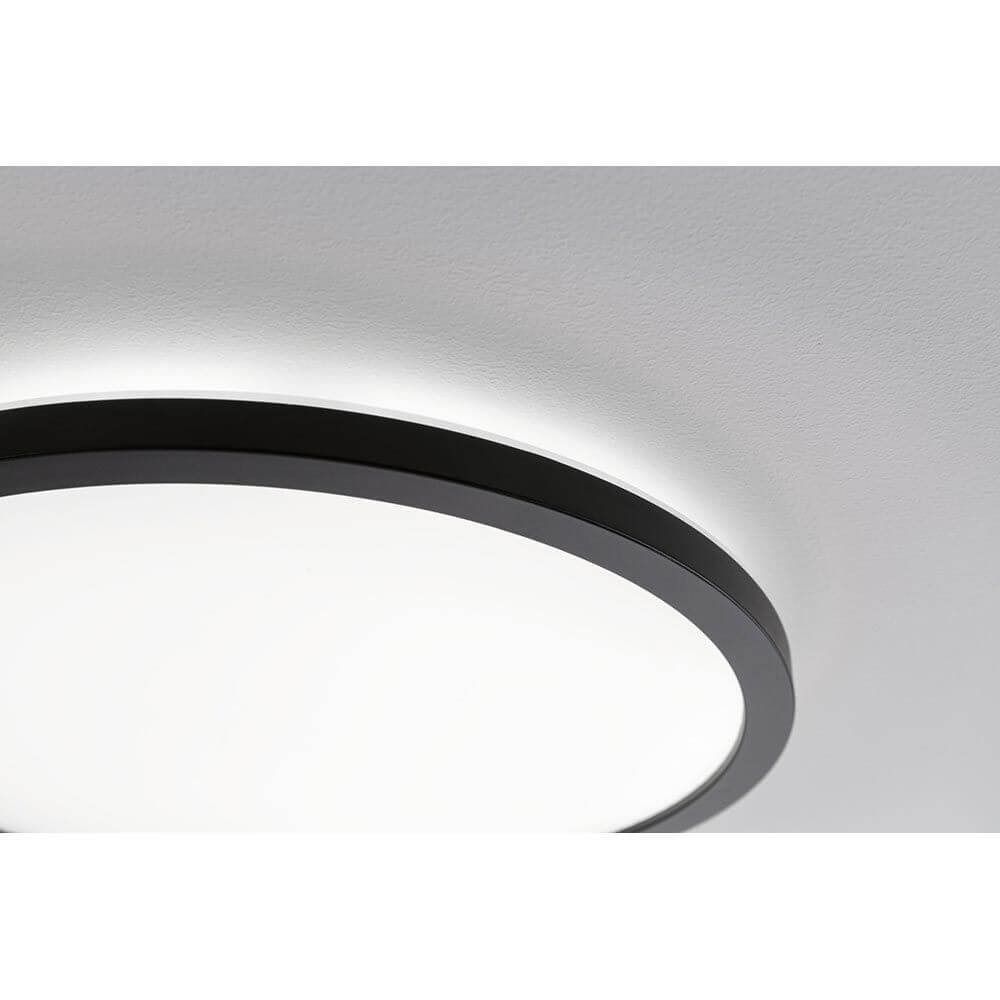 LED Panel Atria Shine Rund Schwarz Ø 19cm, ideales Design für Wohn- und Schlafräume mit warmweißem Licht.