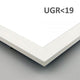 Detailaufnahme des LED-Panels mit UGR-Wert < 19 und weißem Rahmen für blendfreies Licht.