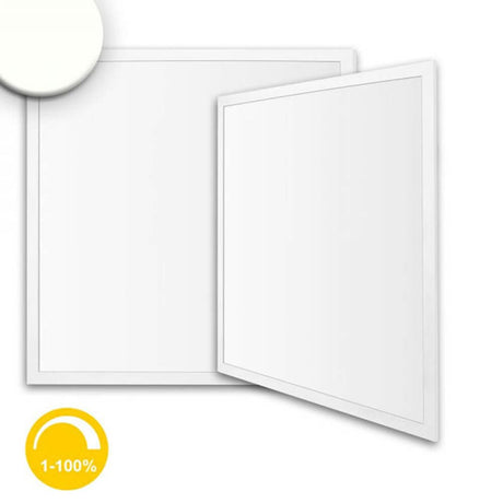 LED Panel Business Line 600 Neutral White Dimmable 4250lm White with two views and dimmable light intensity.