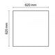Maßzeichnung eines quadratischen LED Panels mit 620 mm Seitenlängen.