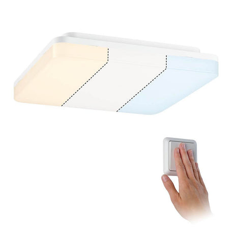 LED Panelloftslampe Cela varmedæmpbar mat hvid med tre trinløst justerbare lysfarver.