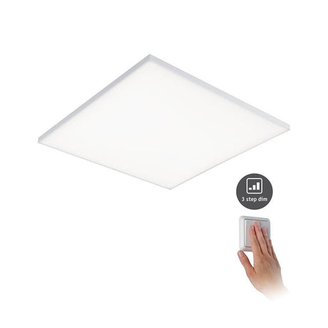 LED Panel Velora Eckig Quadratisch Weiß-Matt mit 3 Stufen-Dimmer und dimmbarer Steuerung.