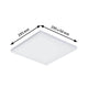 LED Panel Einbau-Deckenleuchte Velora mit 3 Stufen-Dimmer Eckig, rahmenlose Aufbaupanel mit den Maßen 295x295mm.