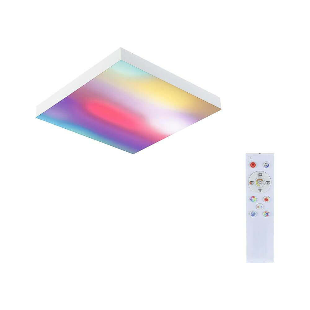 LED Panel Velora Rainbow in Weiß mit Farbwechsel und Fernbedienung, 29x29cm für perfekte Raumbeleuchtung.