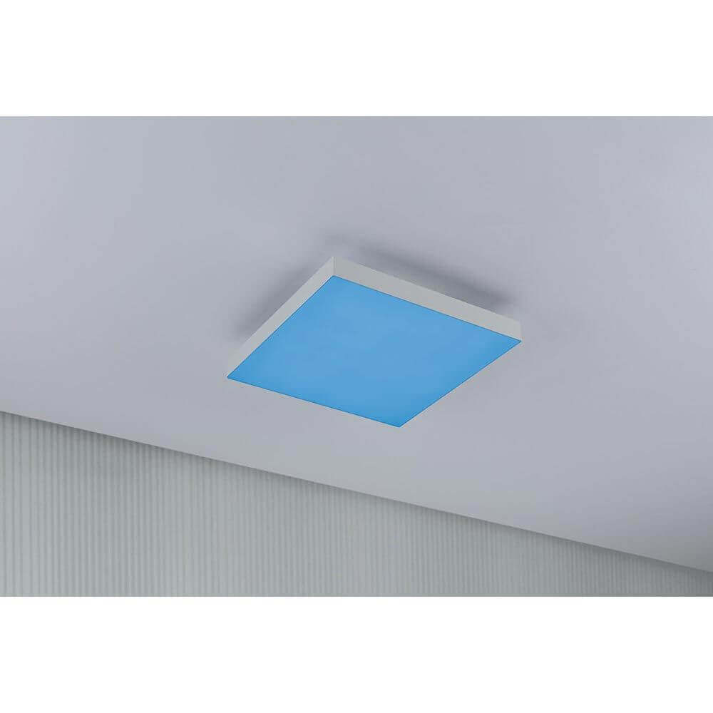 LED Panel Velora Rainbow in Weiß mit blauer Farbbeleuchtung, 29x29cm, ideal für spektakuläre Raumbeleuchtung.