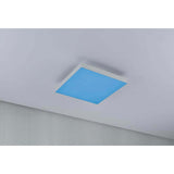 LED Panel Velora Rainbow in Weiß mit blauer Farbbeleuchtung, 29x29cm, ideal für spektakuläre Raumbeleuchtung.