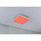 LED Panel Velora Rainbow CCT-Dimmbar 29x29cm in rotem Licht, sorgt für dynamische Raumbeleuchtung.