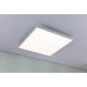 LED Panel Velora Rainbow RGBW Dynamisch 45x45cm an der Decke installiert, strahlt warm- und tageslichtweißes Licht aus.