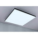 LED Panel Velora Rainbow RGBW Dynamisch Schwarz montiert an einer Decke, erzeugt komfortables Licht.