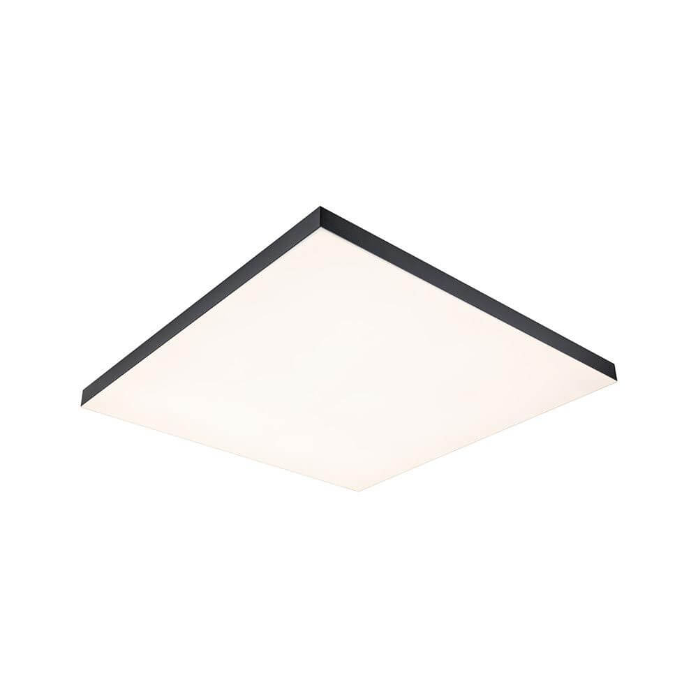 LED Panel Velora Rainbow RGBW Dynamisch Schwarz mit weißem Licht und schwarzem Rahmen, ideal für exquisite Raumbeleuchtung.