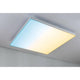 Velora LED Rainbow Panel RGBW Dynamisch Weiß 59x59cm mit spektakulären Lichteffekten in Blau und Gelb.