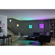 Velora LED Rainbow Panel RGBW Dynamisch Weiß 59x59cm in modernem Wohnraum mit spektakulären Lichteffekten.