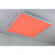 Velora LED Rainbow Panel RGBW Dynamisch Weiß 59x59cm in roter Beleuchtung an der Decke installiert.