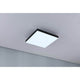 LED Panel Velora Rainbow RGBW Dynamisch 29x29cm in schwarzem Design, montiert an der Decke, erzeugt spektakuläre Lichteffekte.