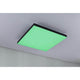 LED Panel Velora Rainbow RGBW Dynamisch Quadratisch Schwarz mit grünem Licht.