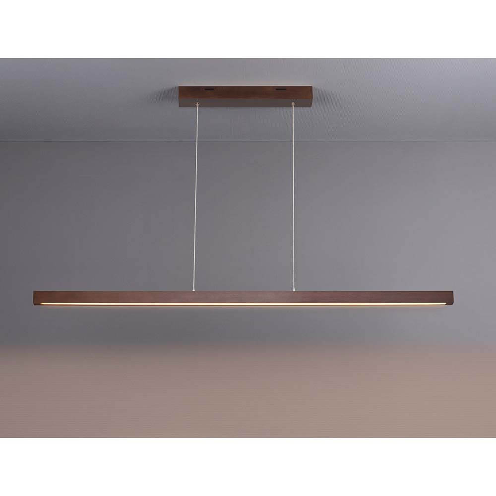 LED Pendellampe Smal 100cm Touch-Dimmer 1330lm Nuss in eleganter Holzoptik