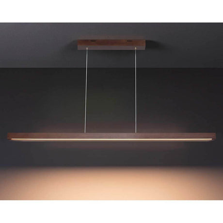 LED Pendellampe Smal 100cm Touch-Dimmer 1330lm Nuss in modernem Design und warmem Licht.