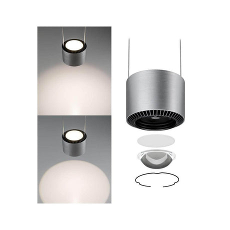 LED Pendelleuchte Aldan Schwarz, Alu-Gebürstet mit dekorativem Licht und individuellem Design.