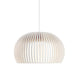 LED Pendelleuchte Atto 5000 aus Holz Ø 34cm mit modernem Design und Holzlamellen.