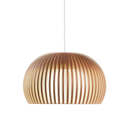 LED Atto 5000 wooden pendant light Ø 34 cm with modern design and wooden slats.