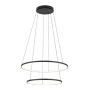 LED Pendelleuchte Circolo Ø 60cm 3000K Schwarz, moderne Pendelleuchte mit zwei Ringen in Schwarz