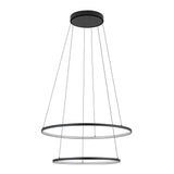 LED Pendelleuchte Circolo schwarz mit zwei Ringen, 60 cm, modernes Design und warmweißem Licht (3000K).