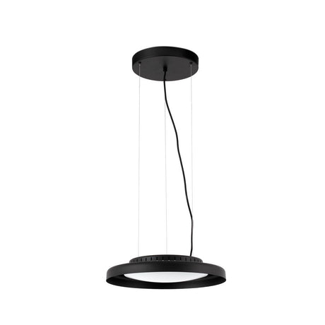 LED Pendelleuchte DOLME Ø 40cm Schwarz in modernem Design mit schlanker Form und schwarzer Oberfläche.