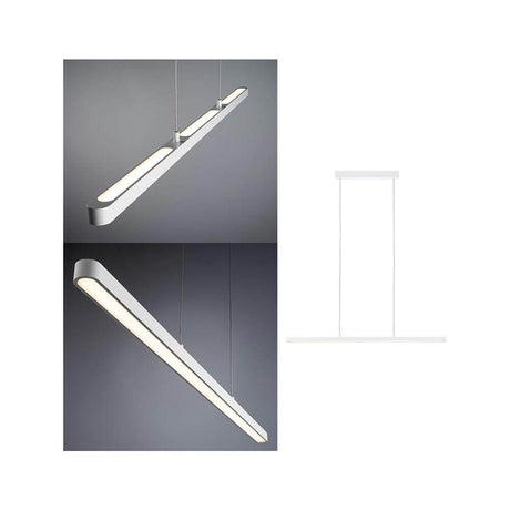 LED Pendelleuchte Lento Chrom-Matt Dimmbar - moderne, höhenverstellbare Pendelleuchte in Weiß mit dimmbarem LED-Licht.