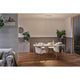 LED Pendelleuchte Lento CCT-Dimmbar 2700-6000K Weiß in modernem Esszimmer mit Holzboden.