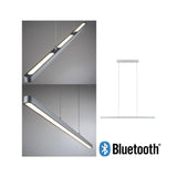 Moderne LED Pendelleuchte Lento mit Bluetooth-Funktion, höhenverstellbar, chrom matt, dimmbar von 2700-6000K.