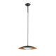 LED Pendelleuchte SLIM Schwarz, Goldfarben hängt von der Decke und beleuchtet den Raum.