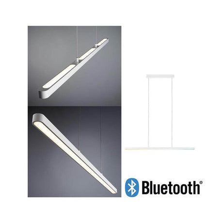 LED Pendelleuchte Smart Home Bluetooth Lento Weiß in moderner, höhenverstellbarer Ausführung mit Bluetooth-Funktion.