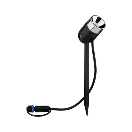 LED Projecteur Plug & Shine Pike 3000K 24V 40° anthracite sur piquet de terre, adapté à l’éclairage extérieur.