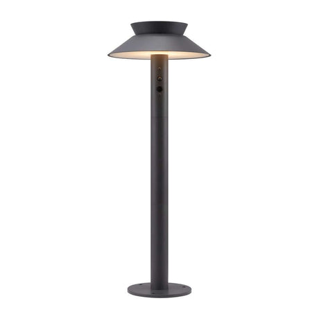 LED Pollerleuchte Justina Solar IP44 mit klassischem Design für Gartenwege und Einfahrten.