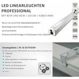 LED -virtajohtovalaisin 150 cm kylpyammea 7500Lm IP66 neutraali valkoinen